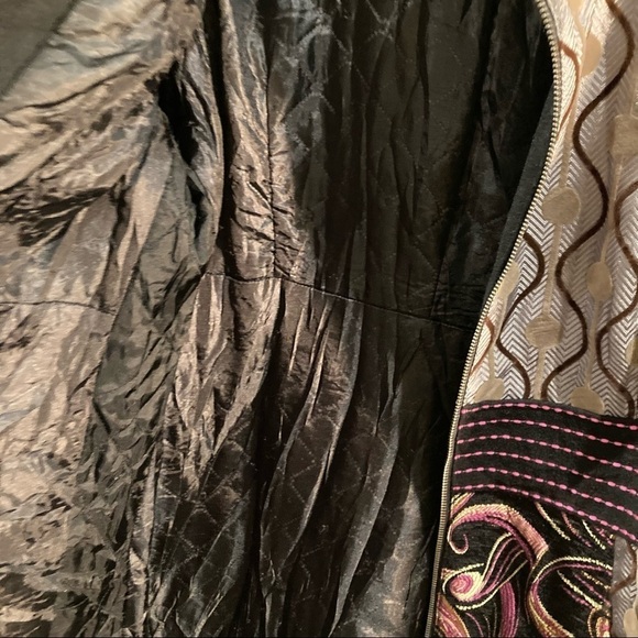 PINK MARTINI Sz L Arabesque Style Colour Block Quilted Lining Pockets Coat - Picture 9 of 11